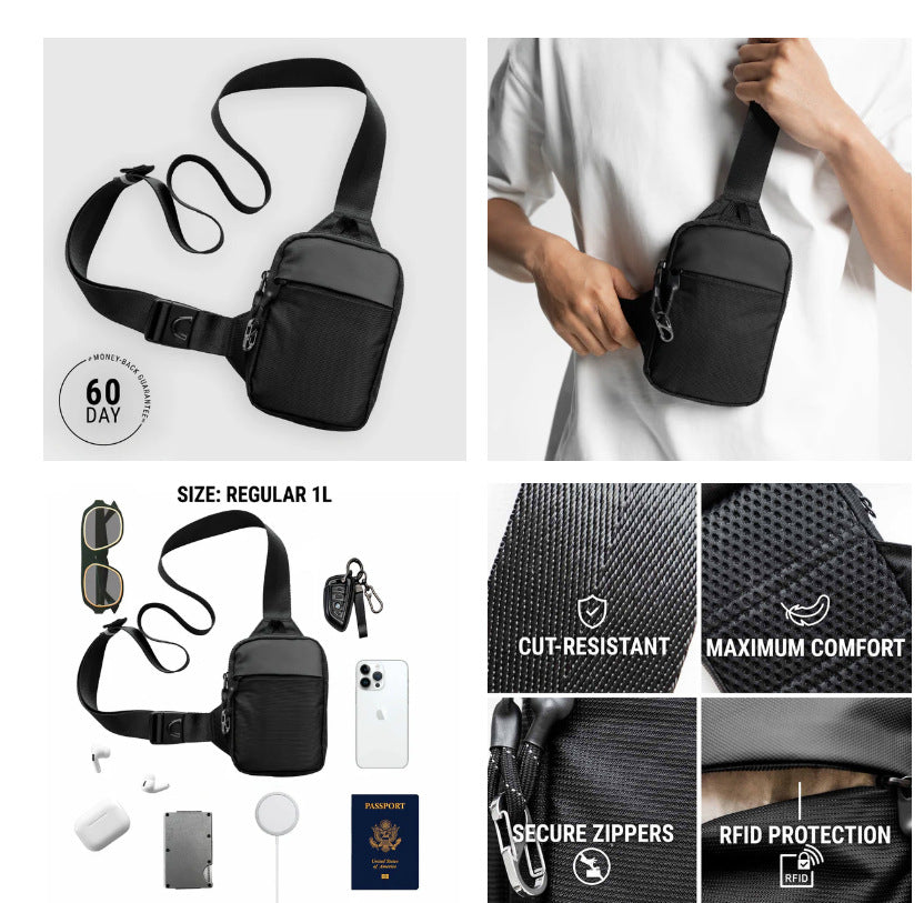 Men's Durable Nylon Sling Bag | Compact Anti-Theft Crossbody Travel Bag 4