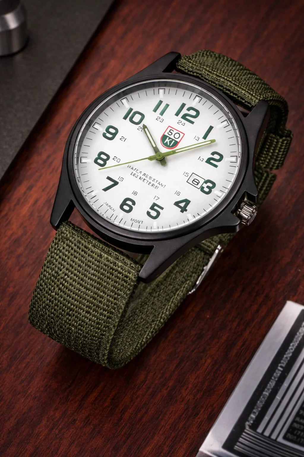 Men's Durable Nylon Tactical Field Watch | Rugged Quartz Military Timepiece 5