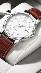 Men's Elegant Stainless Steel Quartz Watch | Stylish Dual Calendar Timepiece 2