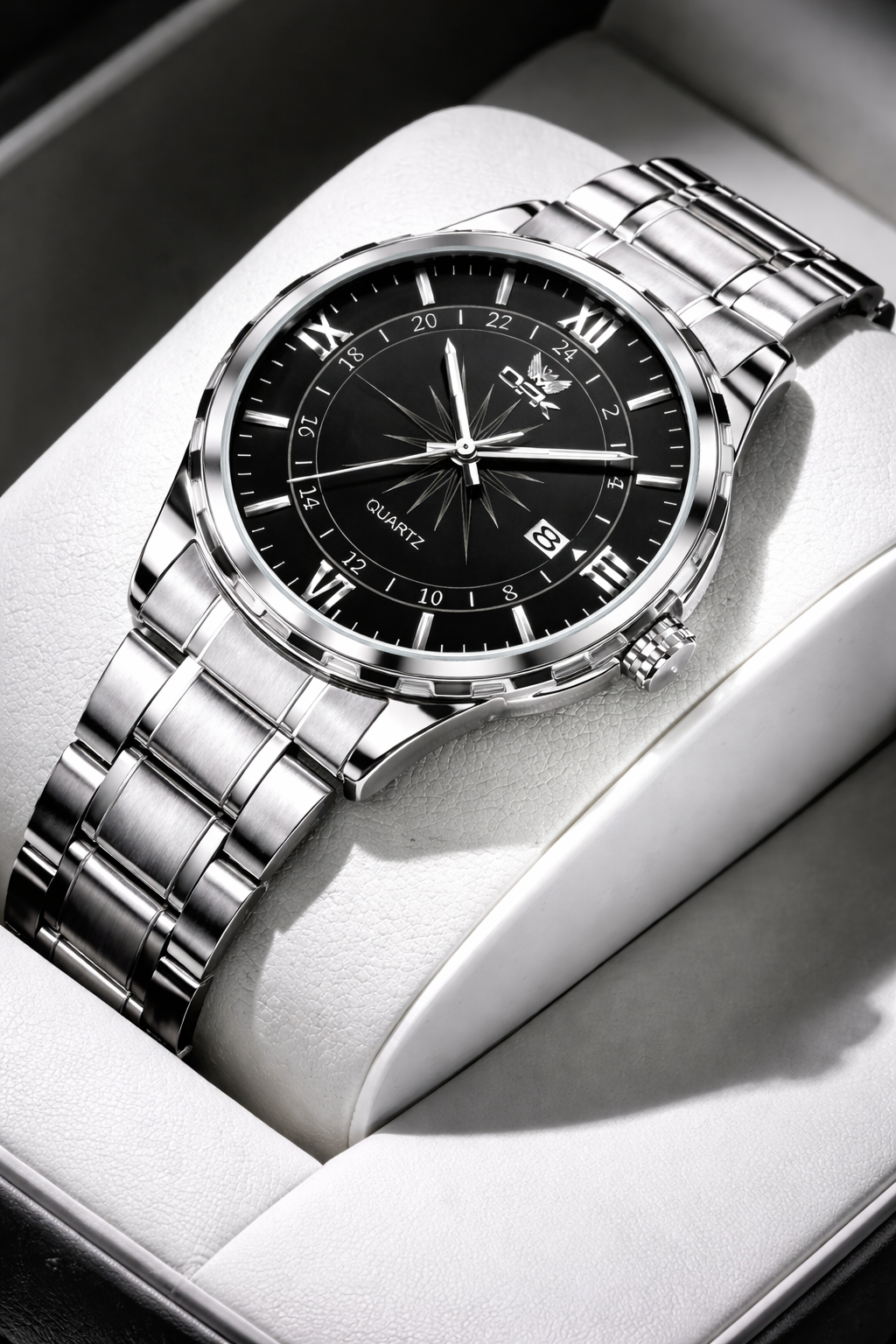 Men's Elegant Stainless Steel Quartz Watch | Stylish Dual Calendar Timepiece 5