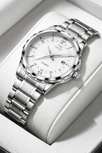 Men's Elegant Stainless Steel Quartz Watch | Stylish Dual Calendar Timepiece 7