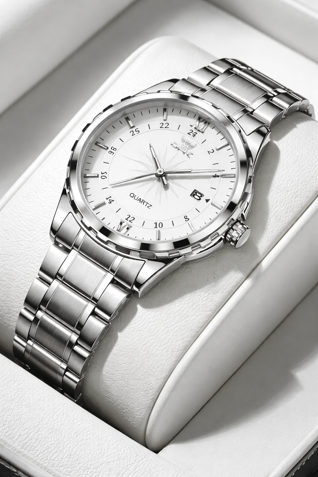Men's Elegant Stainless Steel Quartz Watch | Stylish Dual Calendar Timepiece 7