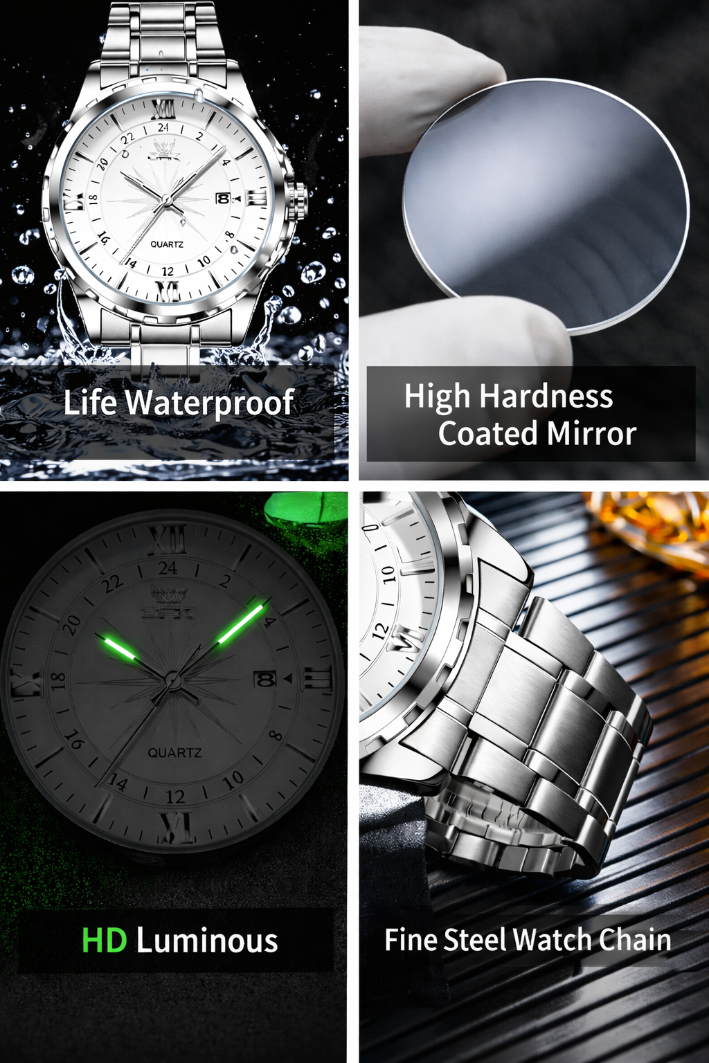 Men's Elegant Stainless Steel Quartz Watch | Stylish Dual Calendar Timepiece 8