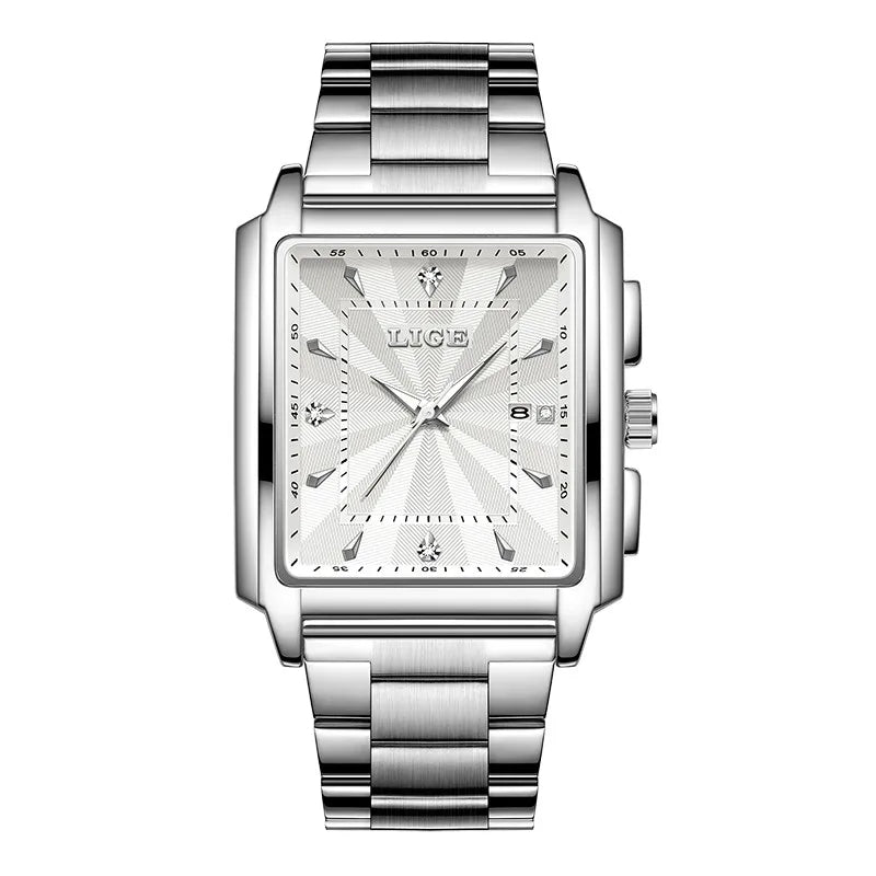 Men's Elegant Stainless Steel Watch | Bold Square Case with Reliable Quartz Movement 1