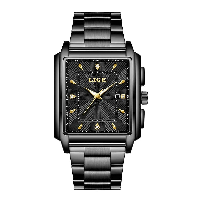 Men's Elegant Stainless Steel Watch | Bold Square Case with Reliable Quartz Movement 3