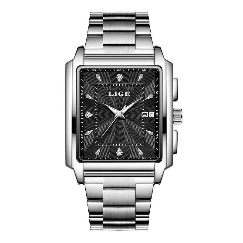 Men's Elegant Stainless Steel Watch | Bold Square Case with Reliable Quartz Movement 4