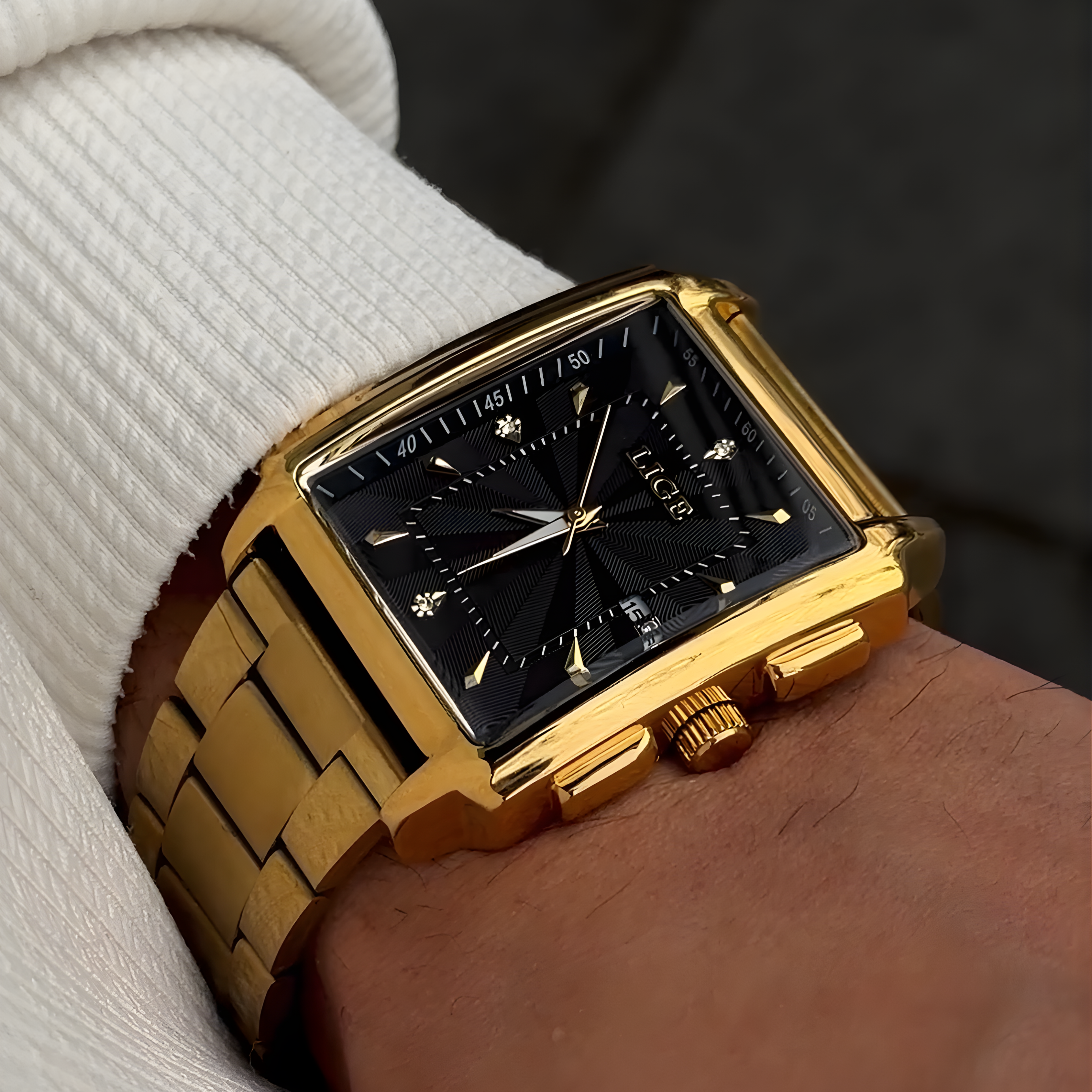 Men's Elegant Stainless Steel Watch | Bold Square Case with Reliable Quartz Movement 5