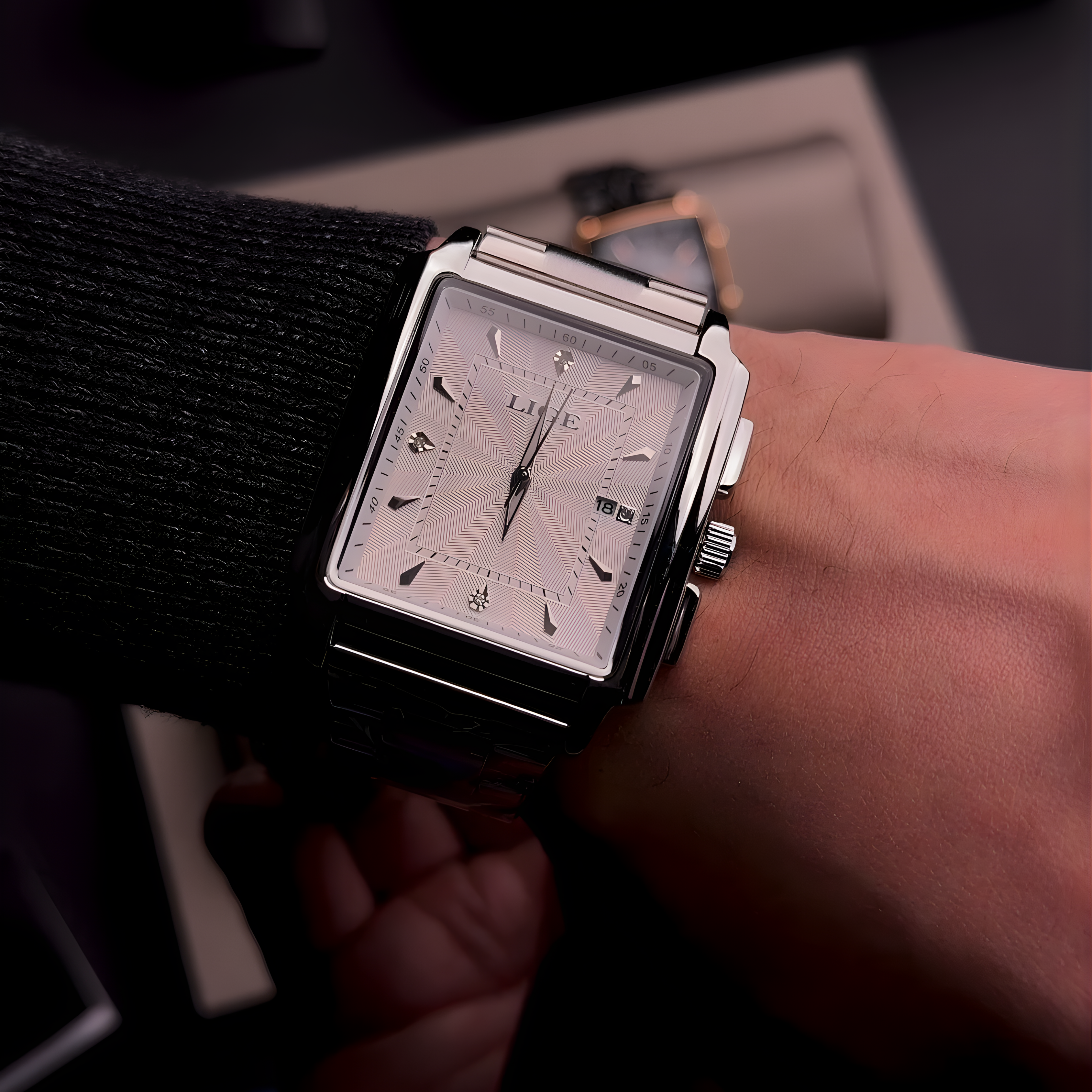 Men's Elegant Stainless Steel Watch | Bold Square Case with Reliable Quartz Movement 7