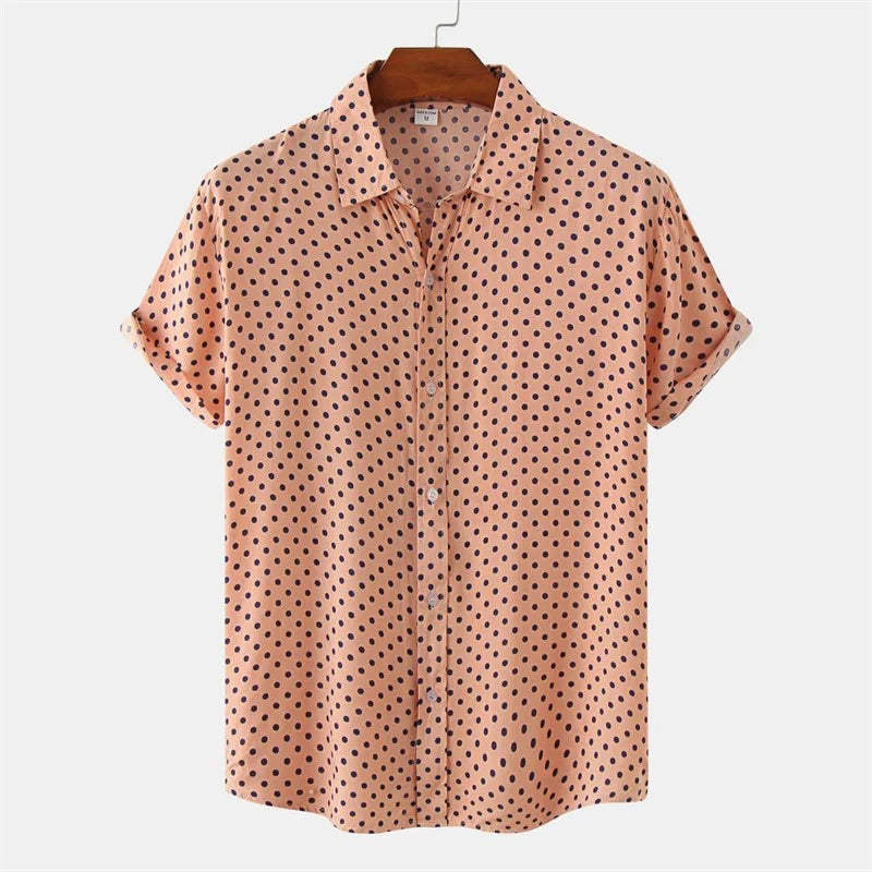 Men's Lightweight Polyester Hawaiian Shirt | Stylish Polka Dot Summer Top 0