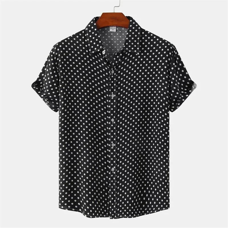 Men's Lightweight Polyester Hawaiian Shirt | Stylish Polka Dot Summer Top 2