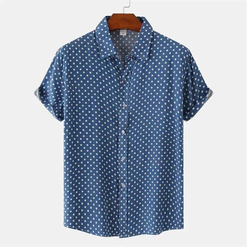 Men's Lightweight Polyester Hawaiian Shirt | Stylish Polka Dot Summer Top 3
