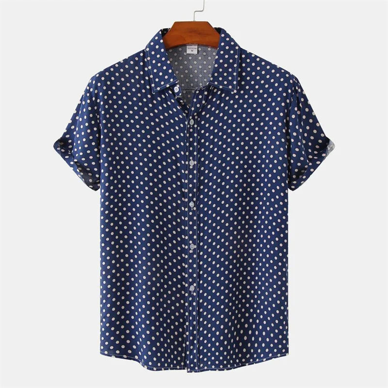 Men's Lightweight Polyester Hawaiian Shirt | Stylish Polka Dot Summer Top 4
