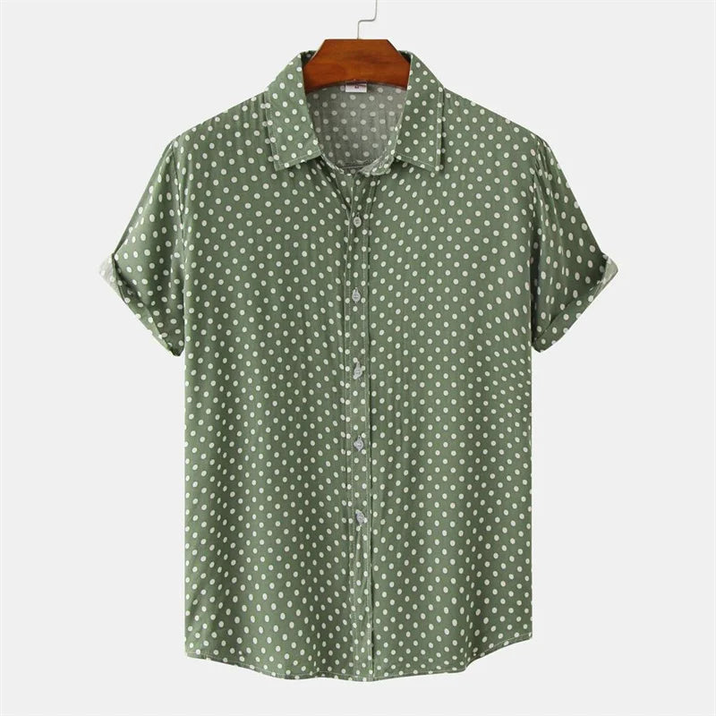 Men's Lightweight Polyester Hawaiian Shirt | Stylish Polka Dot Summer Top 5