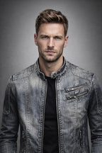 Men's Premium Denim Moto Jacket | Stylish Loose Fit Spring Autumn Outerwear 1