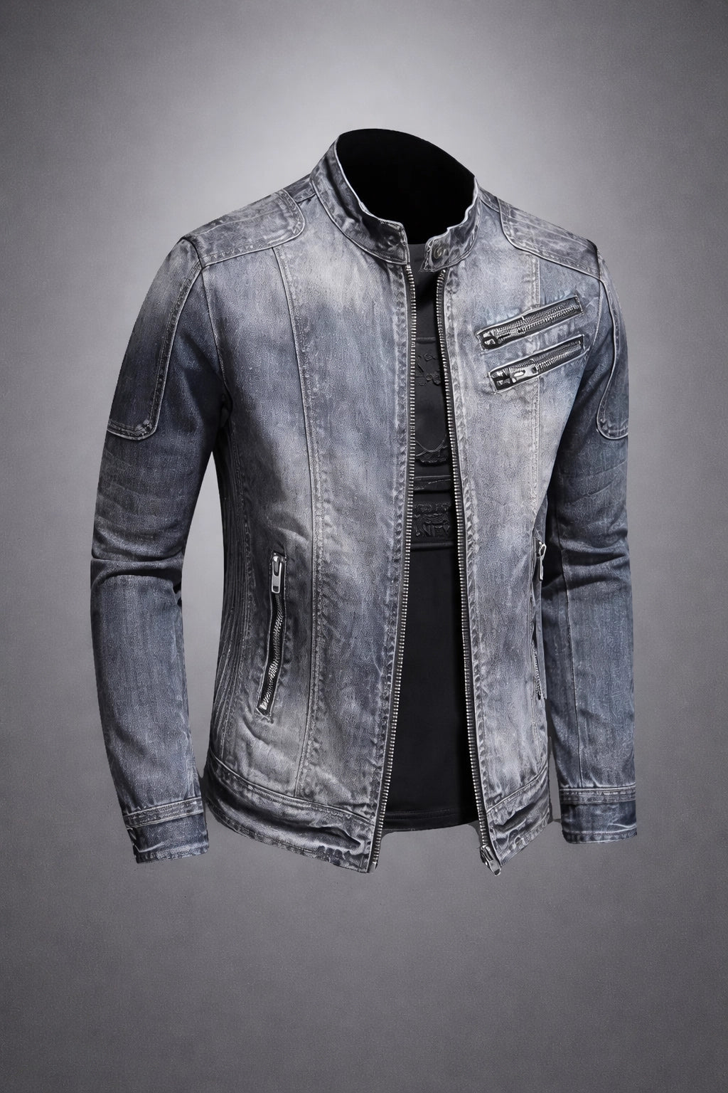 Men's Premium Denim Moto Jacket | Stylish Loose Fit Spring Autumn Outerwear 2