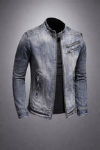 Men's Premium Denim Moto Jacket | Stylish Loose Fit Spring Autumn Outerwear 2