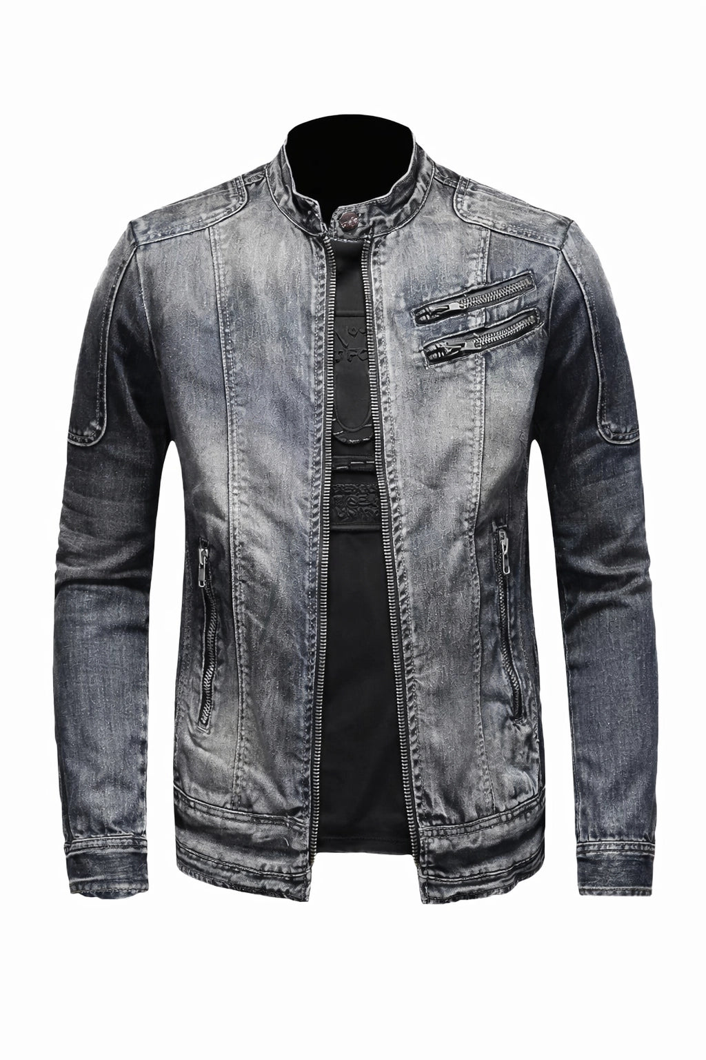 Men's Premium Denim Moto Jacket | Stylish Loose Fit Spring Autumn Outerwear 4