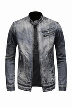Men's Premium Denim Moto Jacket | Stylish Loose Fit Spring Autumn Outerwear 4