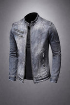 Men's Premium Denim Moto Jacket | Stylish Loose Fit Spring Autumn Outerwear 5