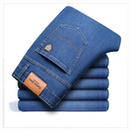 Men's Soft Stretch Denim Jeans | Classic Straight-Fit All-Season Pants 0