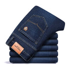 Men's Soft Stretch Denim Jeans | Classic Straight-Fit All-Season Pants 1