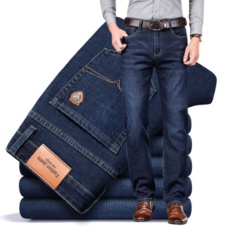 Men's Soft Stretch Denim Jeans | Classic Straight-Fit All-Season Pants 3