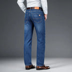 Men's Soft Stretch Denim Jeans | Classic Straight-Fit All-Season Pants 4