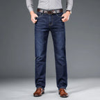 Men's Soft Stretch Denim Jeans | Classic Straight-Fit All-Season Pants 5