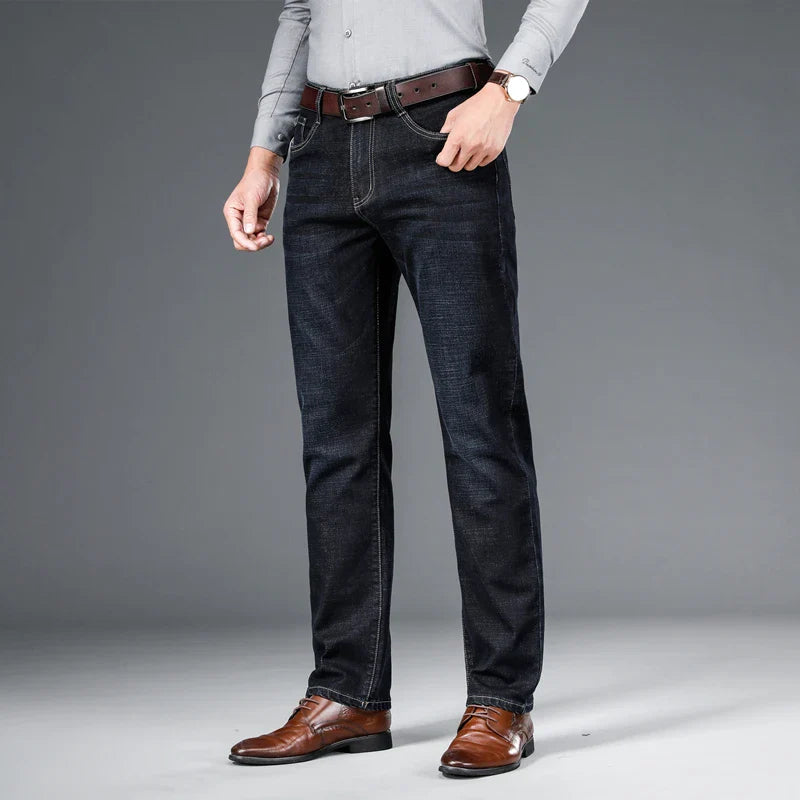 Men's Soft Stretch Denim Jeans | Classic Straight-Fit All-Season Pants 7
