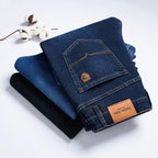 Men's Soft Stretch Denim Jeans | Classic Straight-Fit All-Season Pants 8