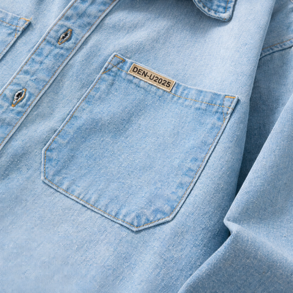 Men's Vintage Twill Denim Overshirt | Relaxed Fit Lightweight Spring Jacket 5