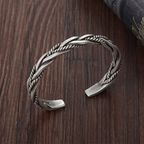 Women's Silver Cuff Bracelet | Intricate Braided Design Adjustable Jewelry 4