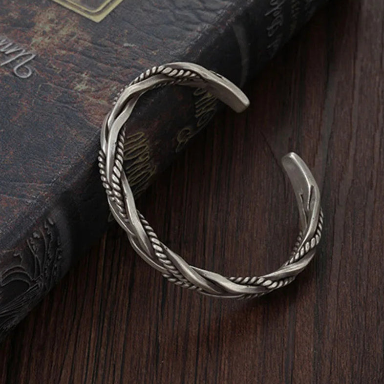 Women's Silver Cuff Bracelet | Intricate Braided Design Adjustable Jewelry 5
